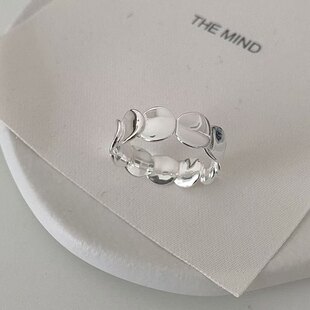 通体999足银拼接圆片鱼鳞片戒指女ins简约通勤轻奢小众设计感高级