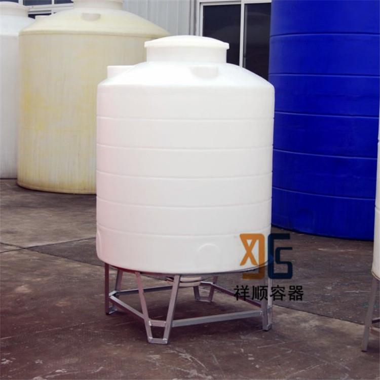 1立方尖底塑料白罐 锥底搅拌pe水桶 1000L漏斗底水箱 底部排水桶