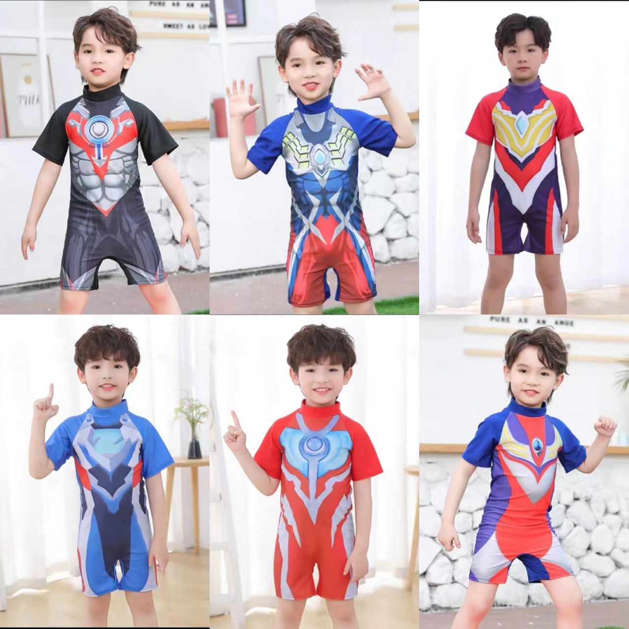 奥特曼儿童游泳衣连体泳装速干衣
