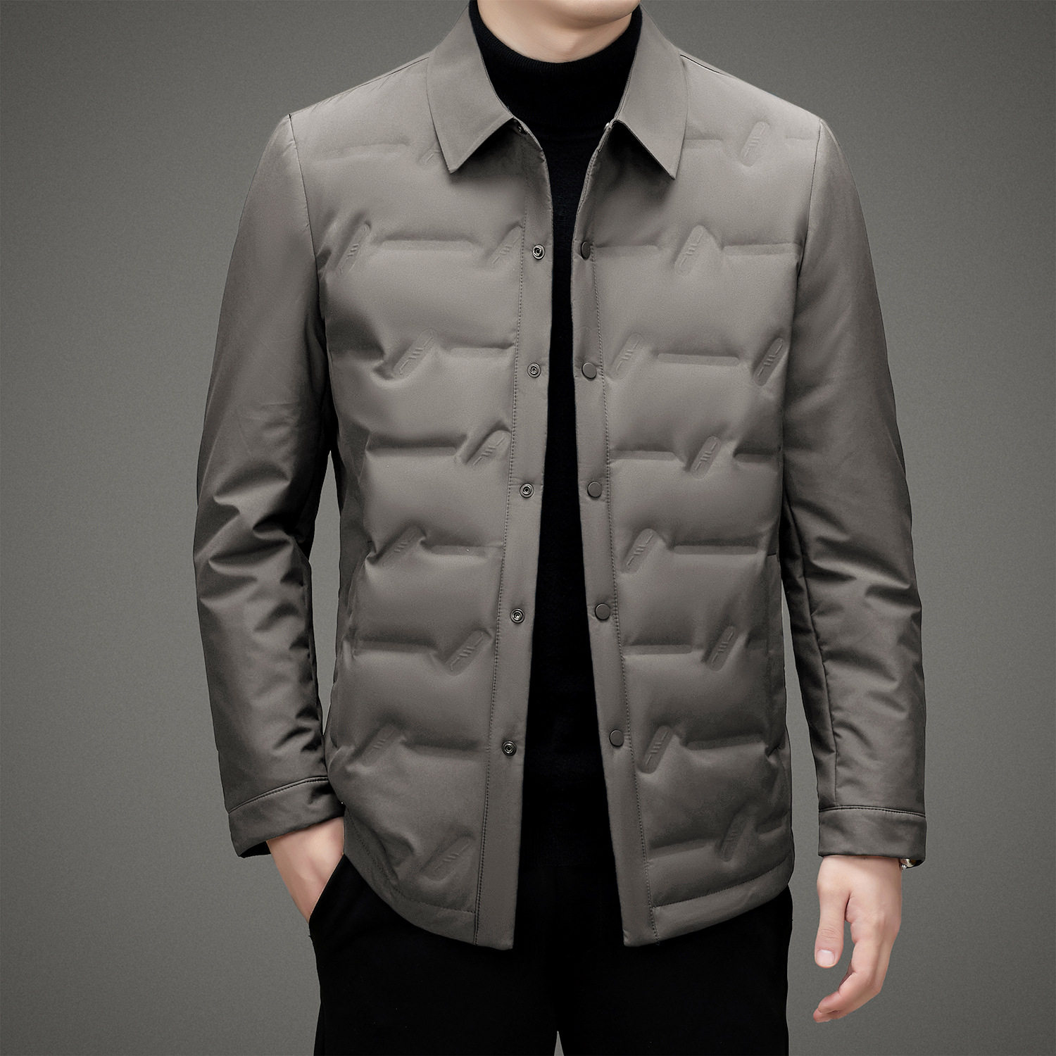 秋冬上新！男士轻薄款衬衫式羽绒服2025秋冬保暖商务外套KM428