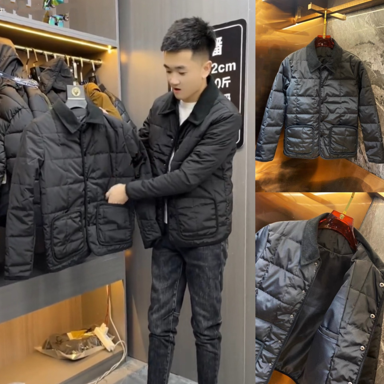 冬季新款条绒领棒球棉服修身男士欧货商务潮流休闲外套时尚棉袄潮