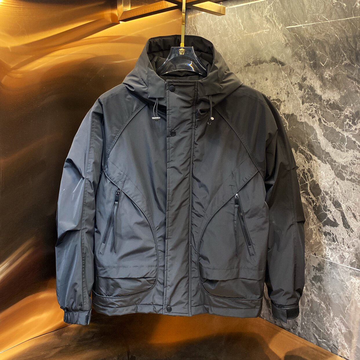秋冬新款外套男潮牌薄棉服欧洲站休闲百搭连帽夹克外套时尚冲锋衣