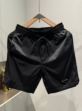 夏季新款男裤欧货直筒冰丝凉感速干短裤男薄款透气百搭痞帅沙滩裤