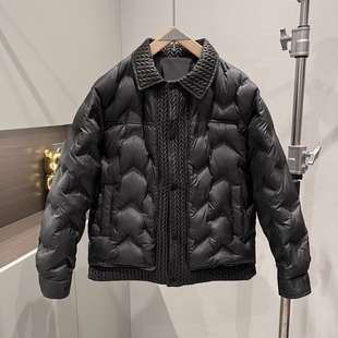 拼接麦穗休闲棉夹克痞帅棉服男 翻领棉衣外套保暖欧货时尚 男士 冬季
