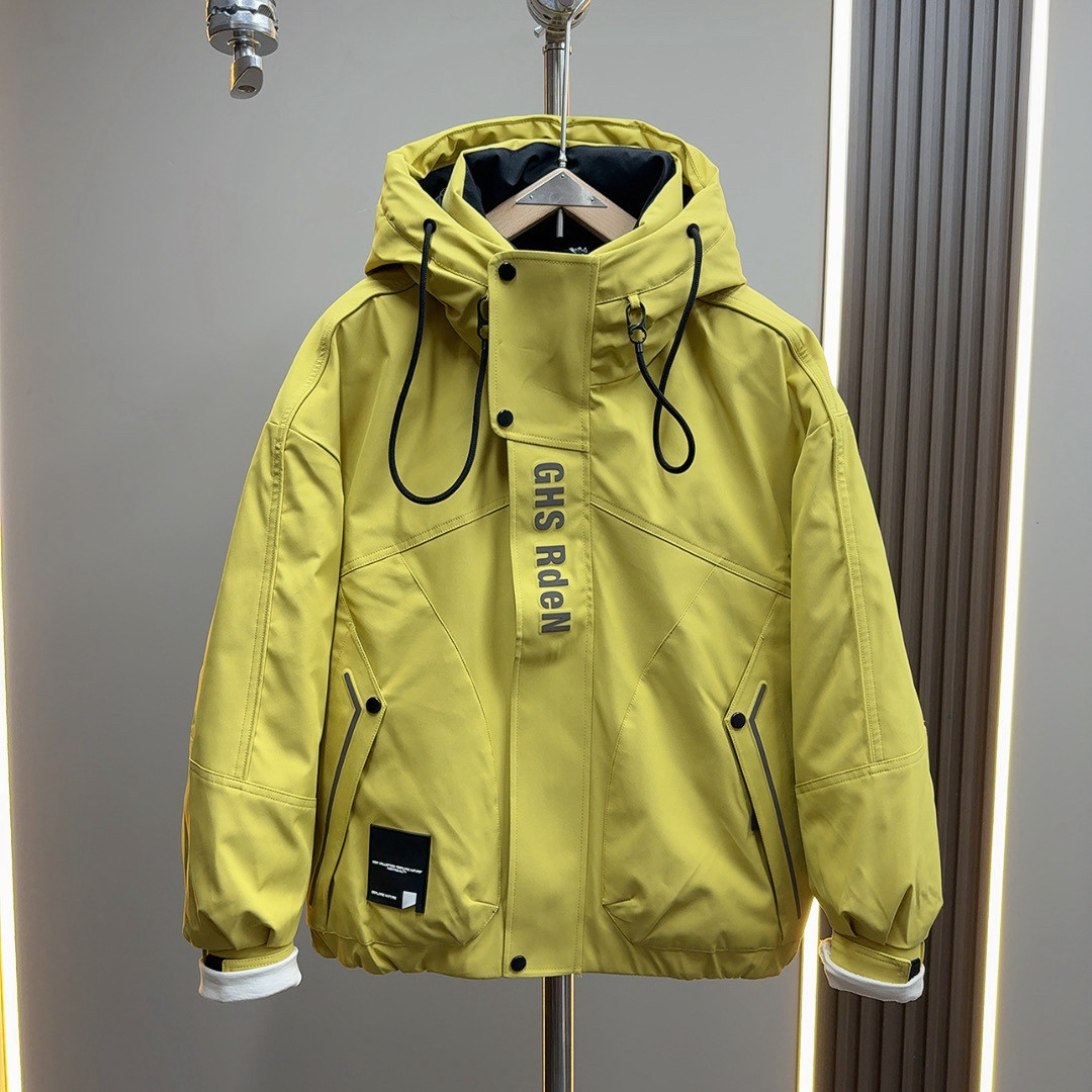 冬季新款连帽加厚羽绒服男高级感潮牌痞帅户外防寒设计鸭绒外套男