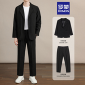 罗蒙高级感休闲西服套装 外套男 帅气轻熟潮流西装 男士 垂感宽松韩版
