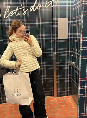 2025新款轻薄修身排骨羽绒服女短款户外连帽保暖内胆外套M家同款