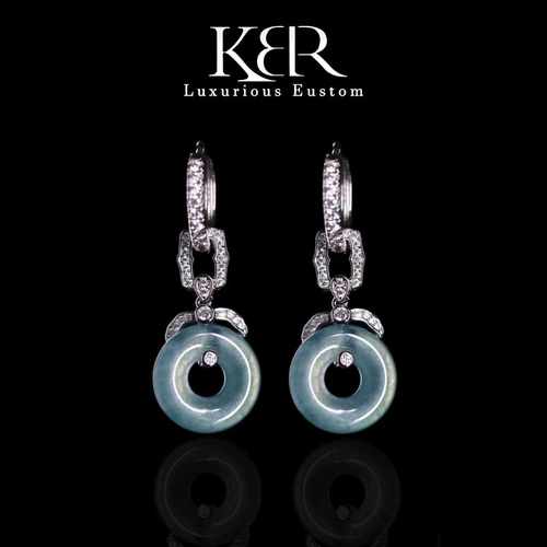 【颖有尽有】长款天然A货翡翠平安扣甜甜圈耳饰耳扣 KBR51115001