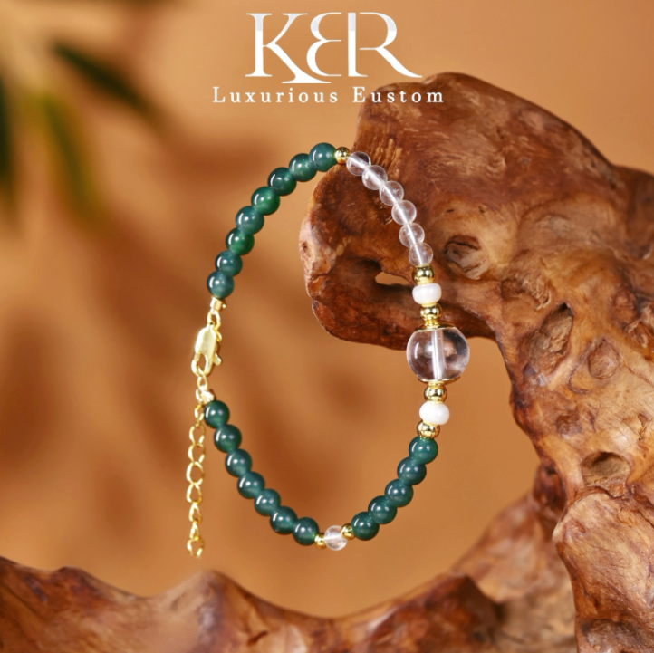 【颖有尽有】高定设计款新款天然A货翡翠手链百搭KBR0418012