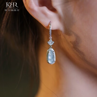 【烈儿宝贝直播间】高定设计款豪镶天然A货翡翠豆耳钩KBR0326101