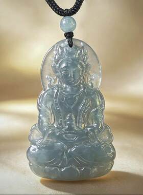 【颖有尽有】甄选新款天然A货冰种翡翠蓝水度母吊坠 KBR260501002