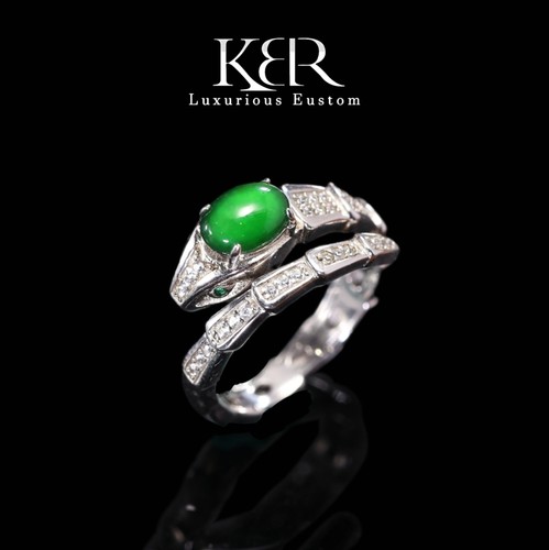 【颖有尽有】高定设计款天然A货满绿翡翠高冰戒指 KBRKRL0511012