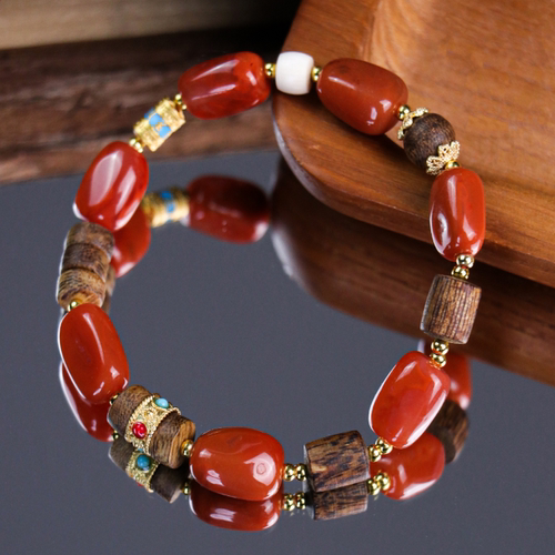 【颖有尽有】新款高定设计沉香南红手串轻奢百搭JJCZ51209001