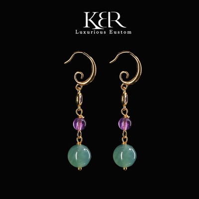 【颖有尽有】高定设计款天然A货翡翠耳饰耳坠高贵典雅KBR50505001