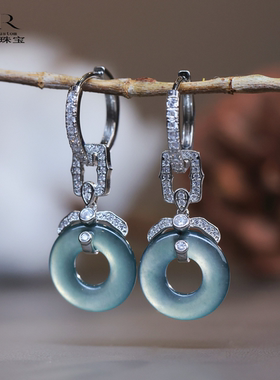 【颖有尽有】新款天然A货翡翠平安扣甜甜圈耳饰耳扣 KBR1111001