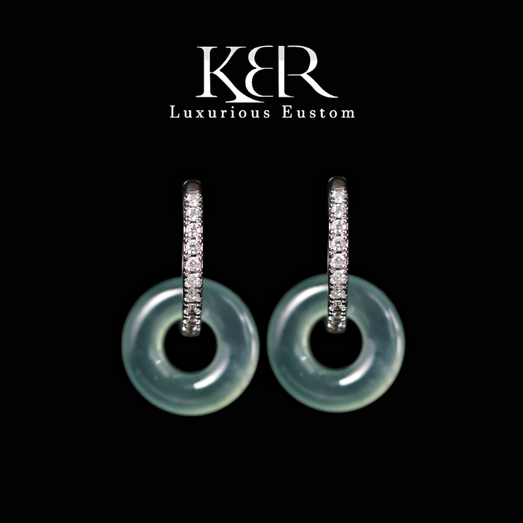 【悟空粉丝专享】新款高定天然A货翡翠平安扣耳饰简约 KBR0604001