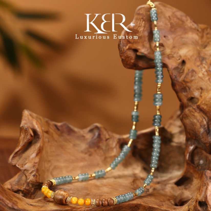 【粉红粉丝专享】天然A货翡翠DIY沉香蜜蜡项链百搭KBR50505009