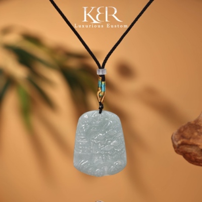 【颖有尽有】天然A货翡翠雕刻山水牌吊坠气质百搭 KBR0830001