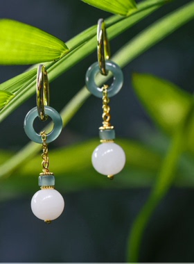 高定天然A货翡翠平安扣甜甜圈和田玉耳饰耳高端时尚KBR1020002