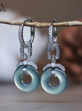 【颖有尽有】新款天然A货翡翠平安扣甜甜圈耳饰耳扣 KBR1111001