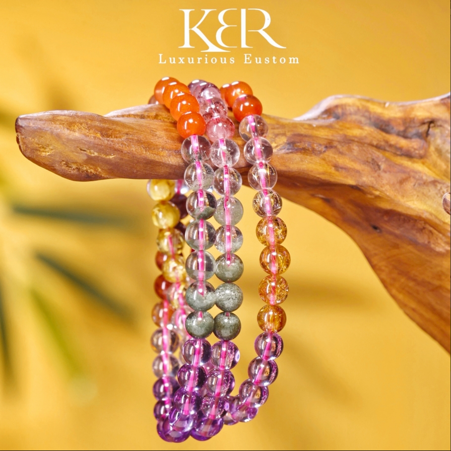 【颖有尽有】定制新款高货天然多宝水晶三圈手串珠串 JJZH0613002