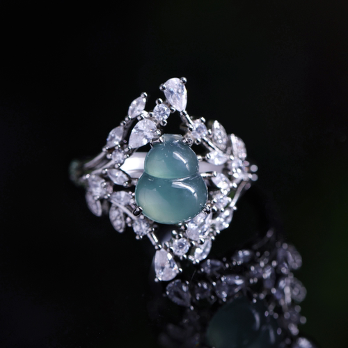 【丹丹专享】新款天然A货翡翠葫芦戒指开口戒指戒圈 KBR0303034