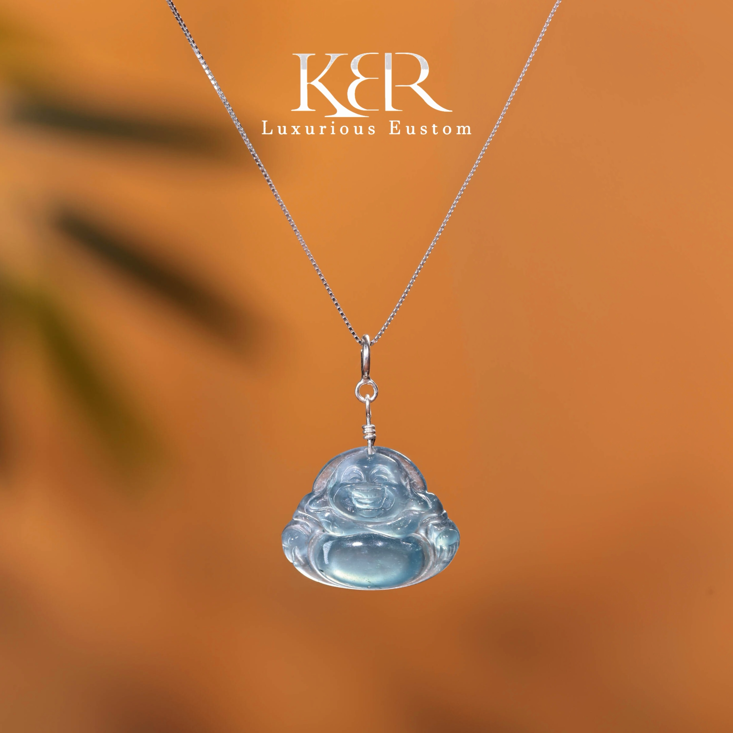 高级定制款天然A货翡翠高冰雕刻925银扣头佛公吊坠女款KBR0805004