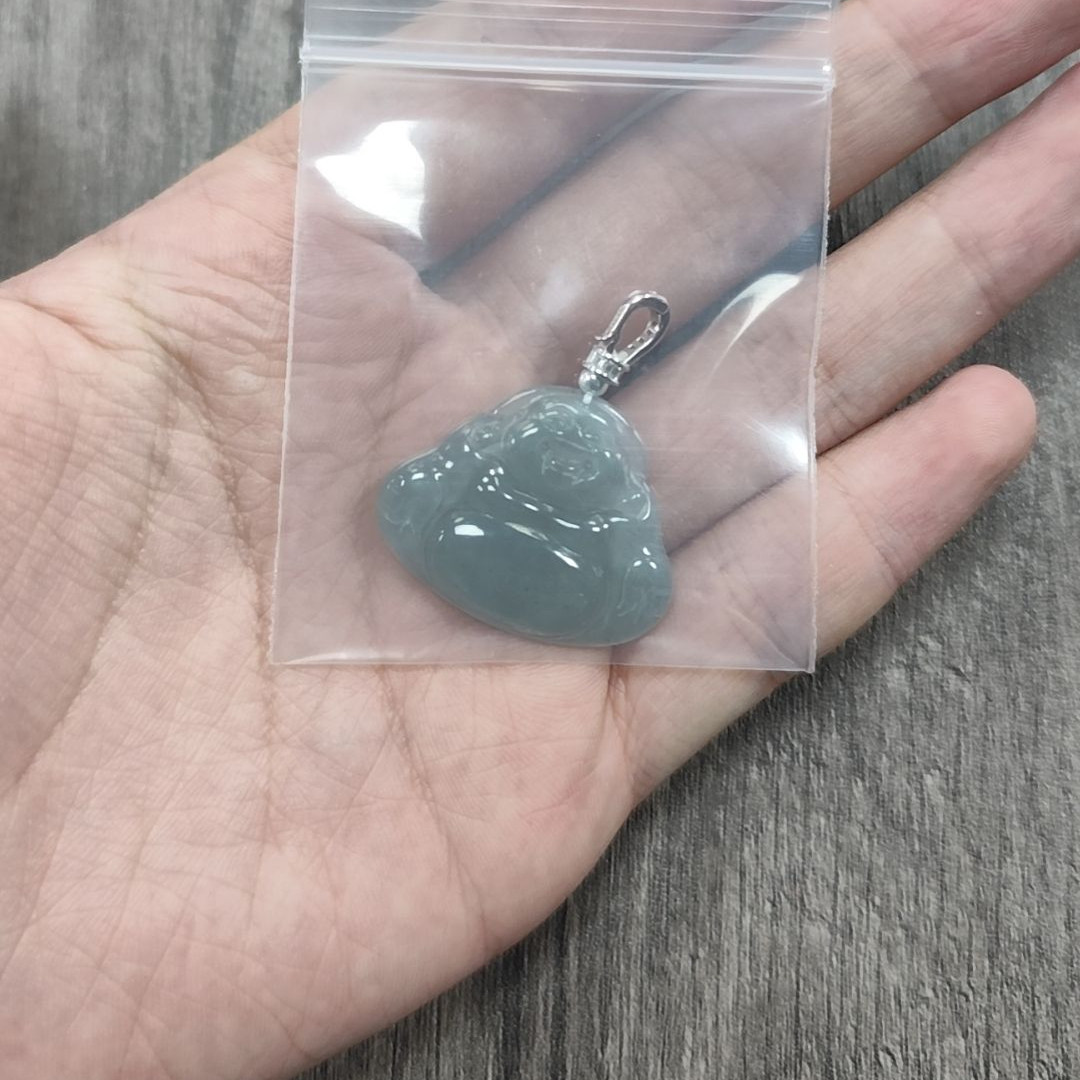 高定款天然A货翡翠雕刻佛公吊坠挂坠项链简约KBR0305100