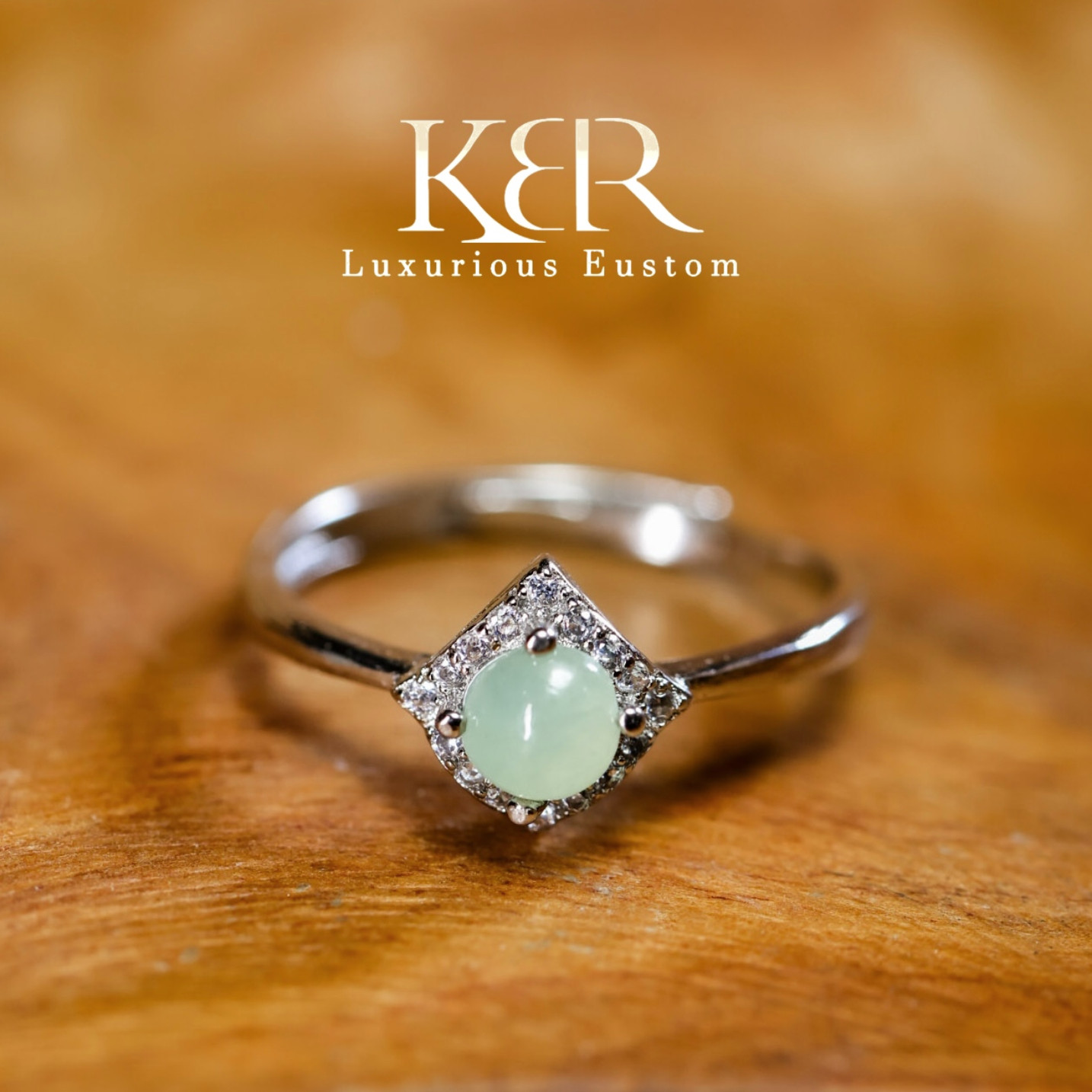 新款高定设计天然A货翡翠小钢蛋戒指指环简约百搭时尚KBR50528200