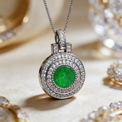 风尚翠影天然 A 货翡翠无事牌圆牌吊坠高定轻奢款 KBR12071