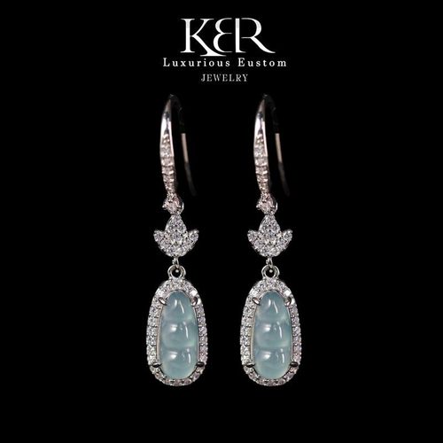 【颖有尽有】高定设计款豪镶天然A货翡翠豆耳钩KBR0326101