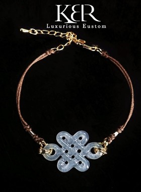 【颖有尽有】高定设计天然A货翡翠中国结手串手链简约 KBR1023005