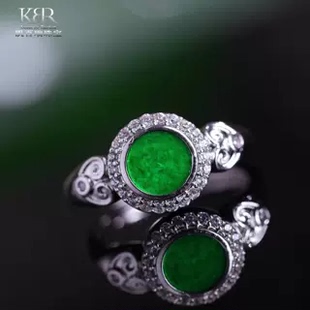新款 高定天然A貨翡翠戒指開口戒指戒圈 KBR0303033 穎有盡有