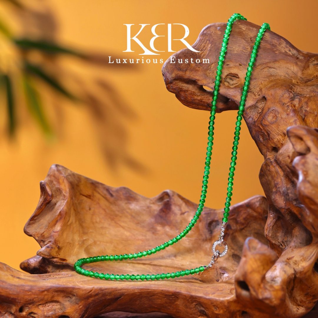 【颖有尽有】高端定制款天然A货翡翠满绿小米珠项链KBRKRL0519041
