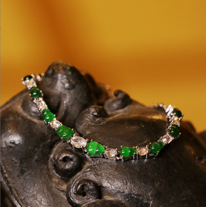 【颖有尽有】新款A货翡翠满绿葫芦项链百搭时尚款JJMS51026031