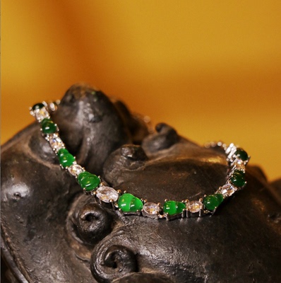 【颖有尽有】新款A货翡翠满绿葫芦项链百搭时尚款JJMS51026031