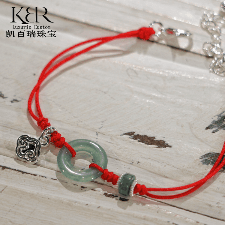 新款 天然A货翡翠红绳手串手链 喜庆时尚百搭编织手工 KBR1208005,珠宝/钻石/翡翠,手链/手串,淘宝优惠券,粉丝福利购,淘宝优惠卷