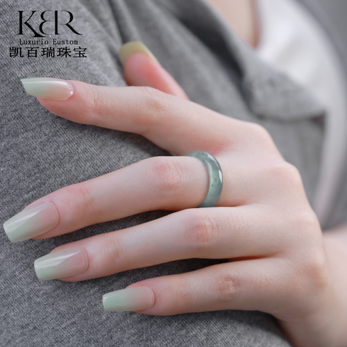 繁星意境冰种天然A货翡翠高定戒指指环简约 KBR0610001
