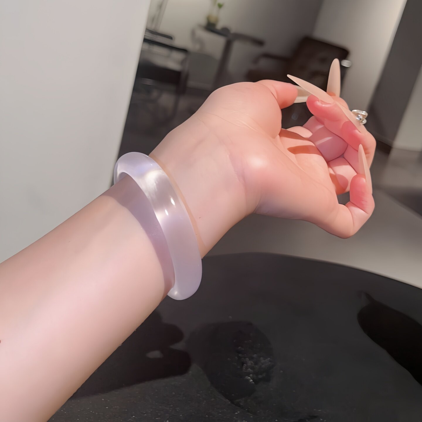 白月光手镯高冰荔枝冻紫罗兰猫眼石镯子高贵气质叮当镯玉镯美人镯