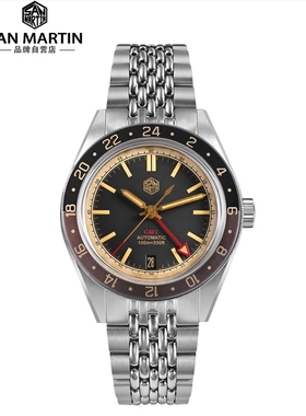 San Martin军魂手表NH34 GMT自动机械表夜光日历防水表SN0116-v6