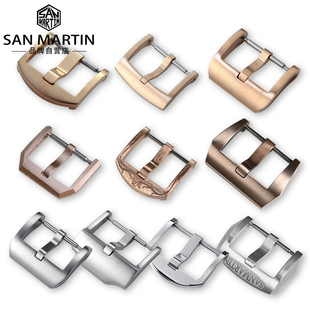 22mm表带针扣通用 San Martin军魂手表扣青铜 精钢表扣18