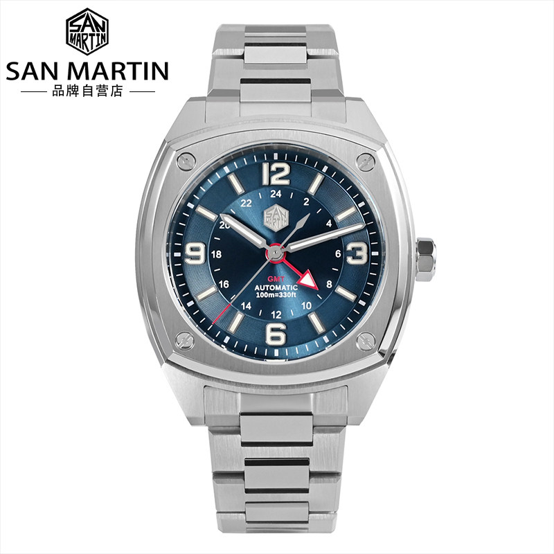 SanMartin不锈钢休闲男GMT腕表