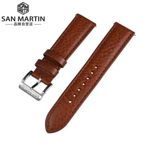 sanmartin20mm真皮表带摔纹复古