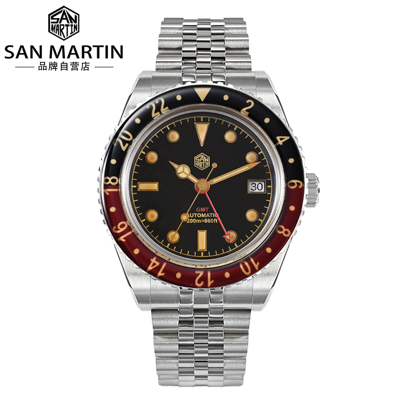 可乐圈蓝宝石圈防水机械表复古男