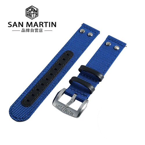 镶嵌皮革SanMartin双层尼龙表带