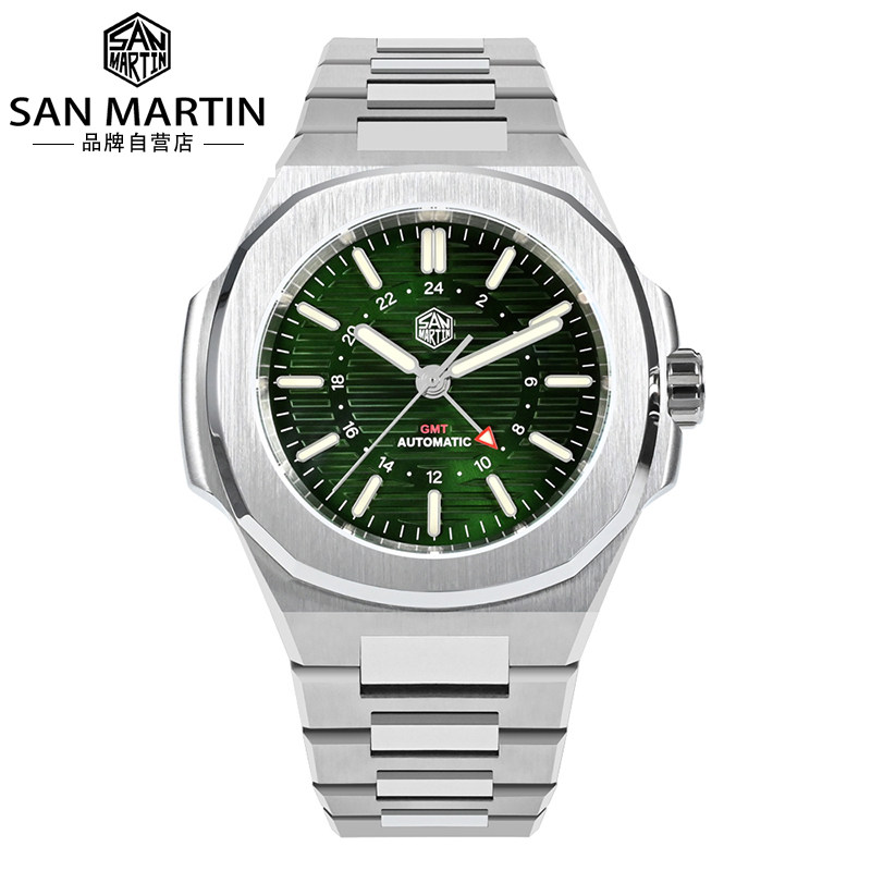 SanMartin精钢商务男GMT腕表