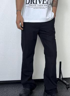 TIDESURGE 四季简单百搭垂感修身微喇重磅舒适黑西裤长裤