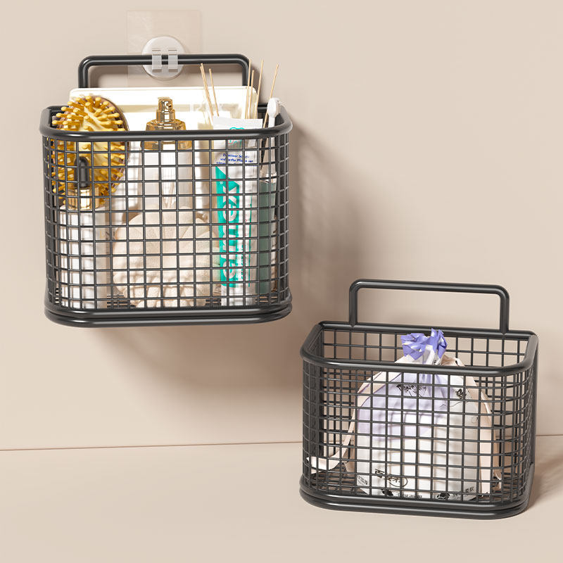 篮子收纳筐置物篮子浴筐铁艺洗澡篮洗漱筐网筐小挂篮悬挂式吊浴室