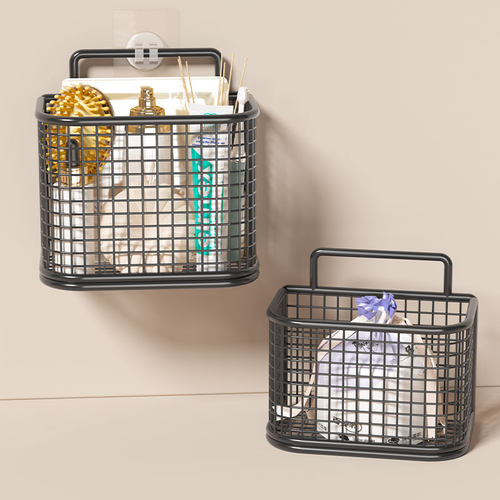 篮子收纳筐置物篮子浴筐铁艺洗澡篮洗漱筐网筐小挂篮悬挂式吊浴室