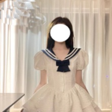 SISI酱 原创《元气海军风蓬蓬裙》裙摆三层花边纯欲甜美蓬蓬裙